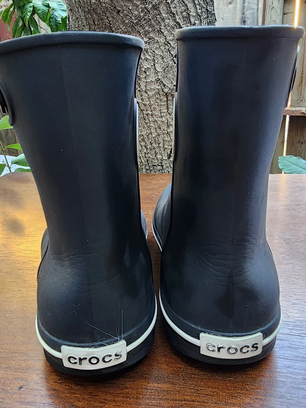 Crocs Jaunt Shorty Rain Boots Black Navy Waterproof Pull On Size [5]
